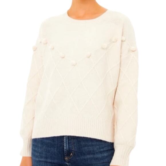 Pomander Place Pam Sweater Cream Bobble Knit Pom Pom Sweater Size Medium - Picture 1 of 9